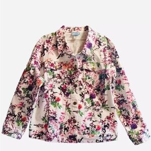 Plus size size 16 white floral Koret jean jacket
